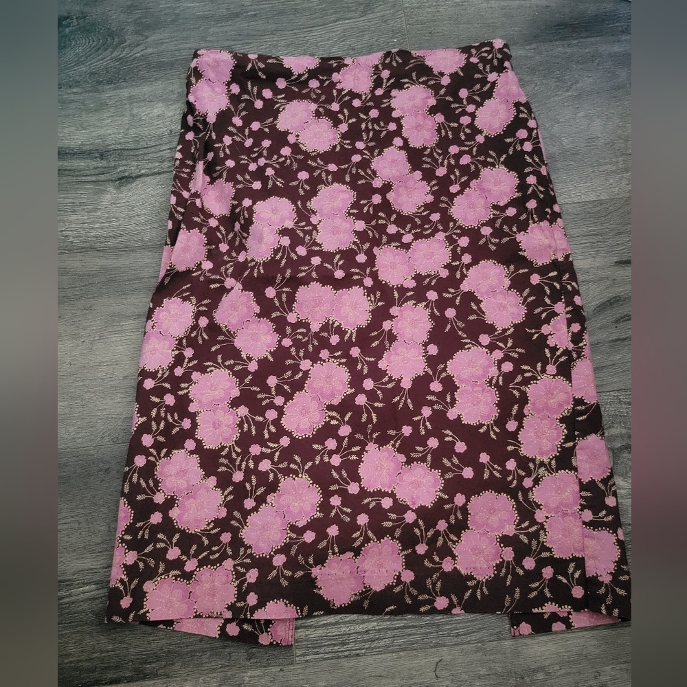 ANTHROPOLOGIE Elevenes Womens Purple Floral Pencil Skirt Size 4 Lightweight
